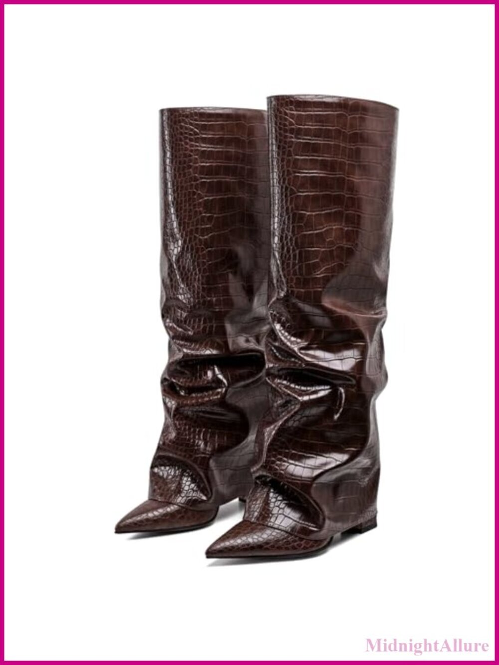 Wide Calf Fold Over Knee High Boots Chunky Block Heel Slip On